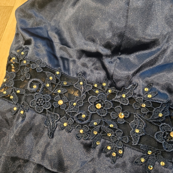 City Studio Formal Gown Dark Blue Beaded Spaghetti Strap Dress Sz 14W NWT - Picture 5 of 6